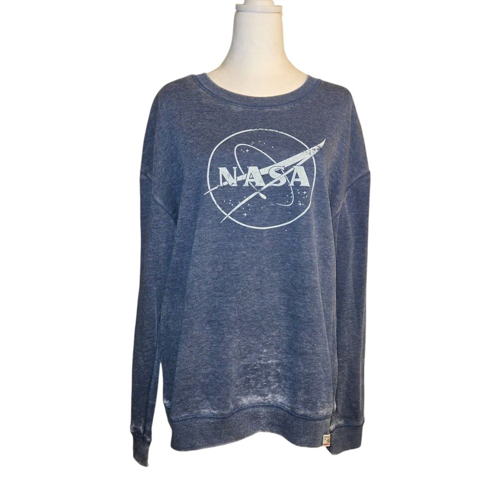 Techstyles Men's Size XL NASA Blue Distressed Lightweight Sweatshirt